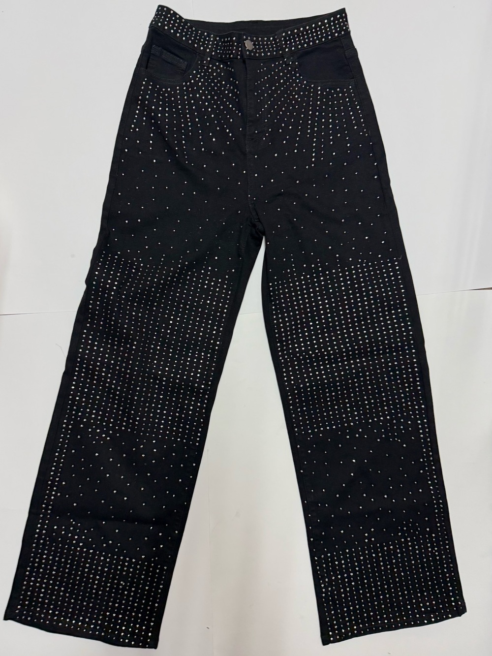 Black Studded Wide-Leg Jeans